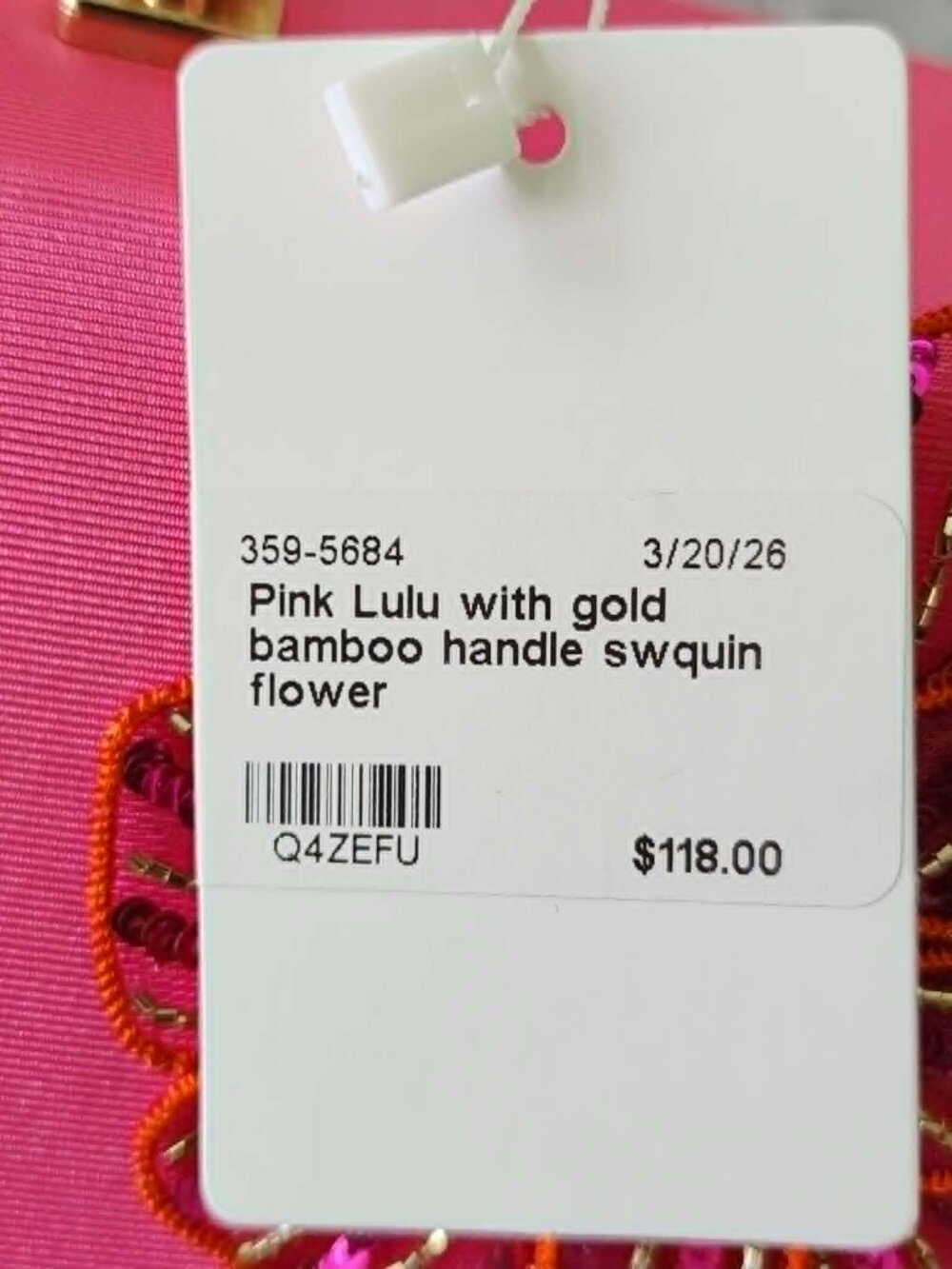 NWT Lisi Lerch Pink Lulu Handbag Gold Bamboo Handle Sequin Flower Chain Strap - Picture 9 of 11